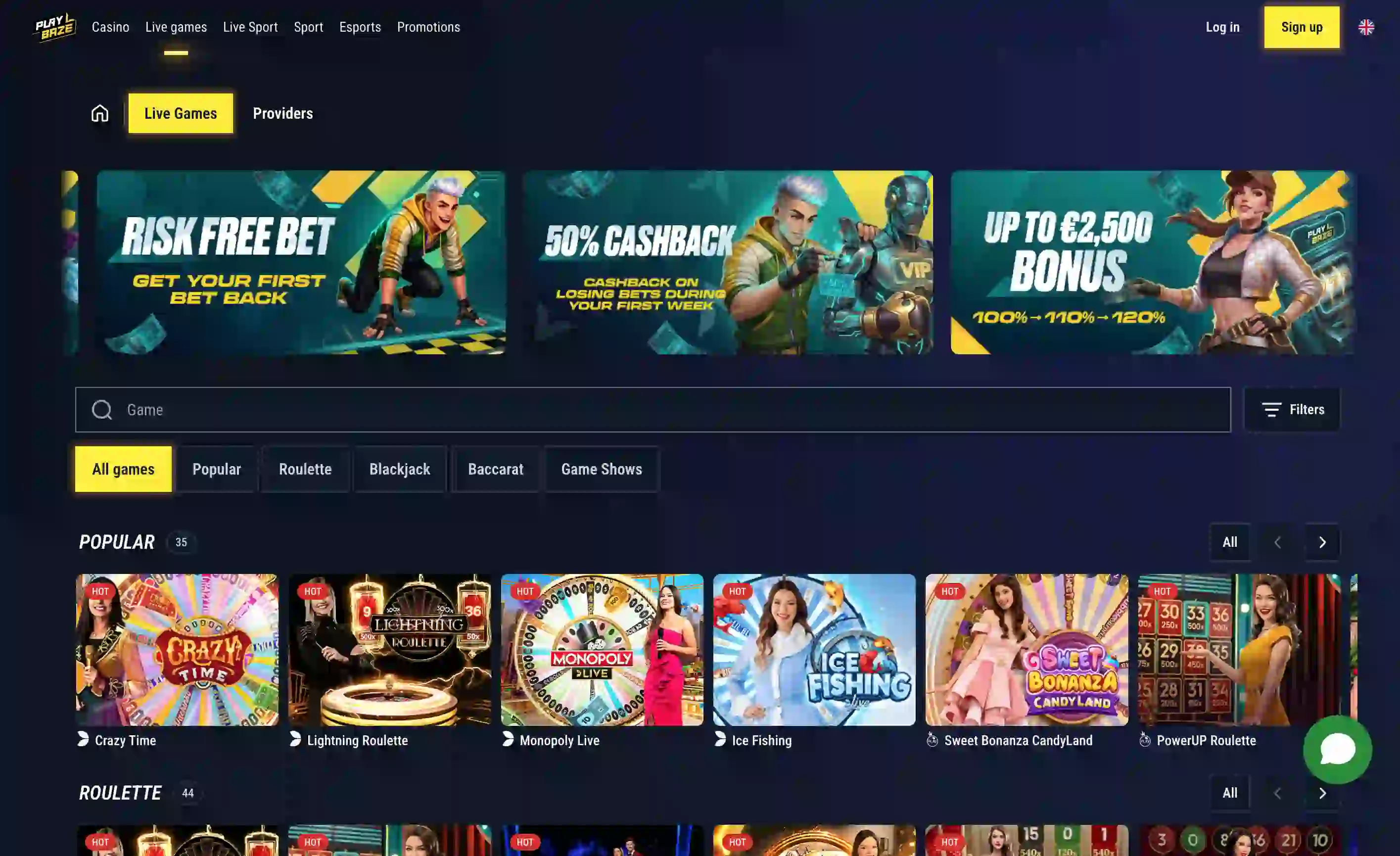 Live-Casino-Spiele bei Playbaze Casino Österreich mit Evolution und Pragmatic Play